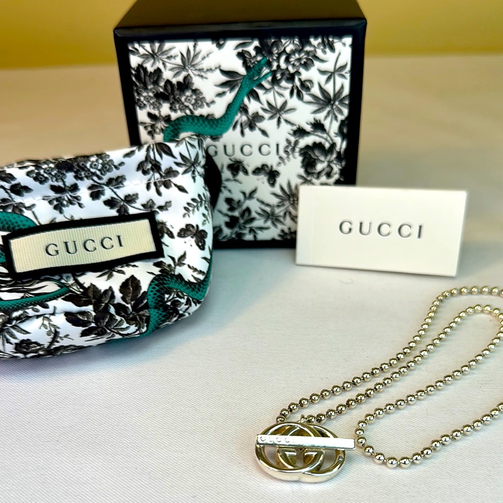 Gucci Necklace 9.25 Sterling Silver w/Dustbag, Box and papers - Picture 3 of 9